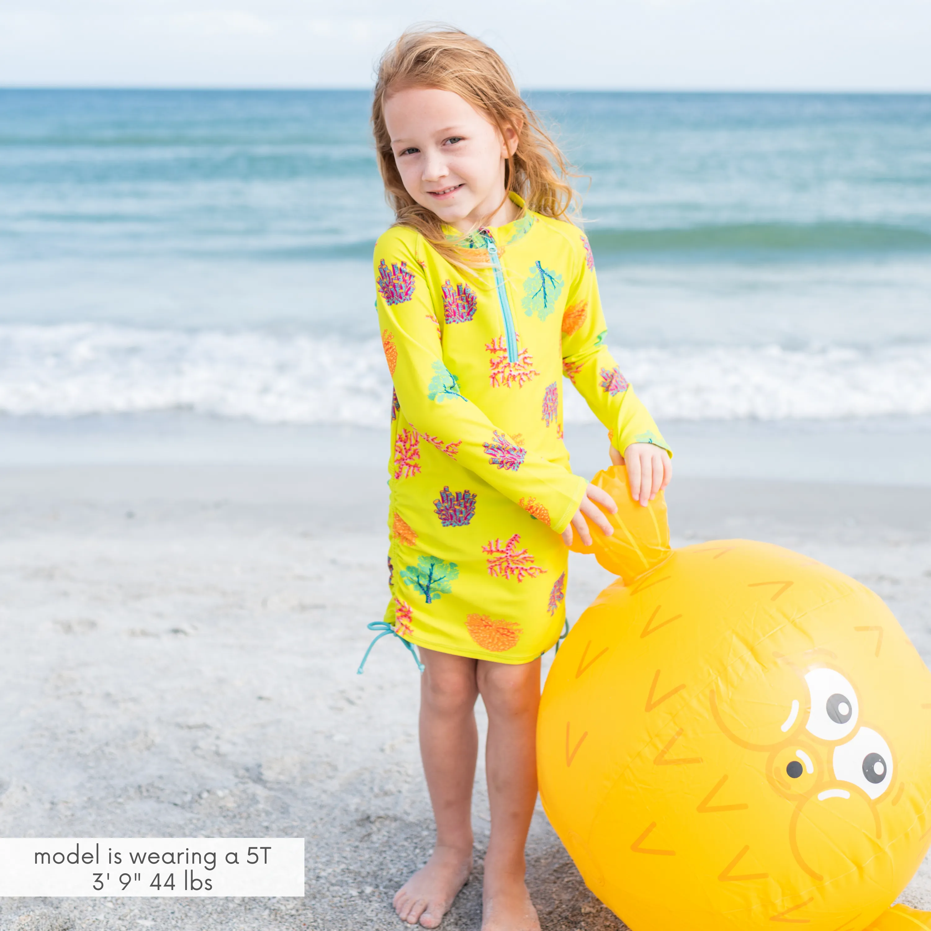 Girls Long Sleeve Swim Dress Cover Up | "Coral"