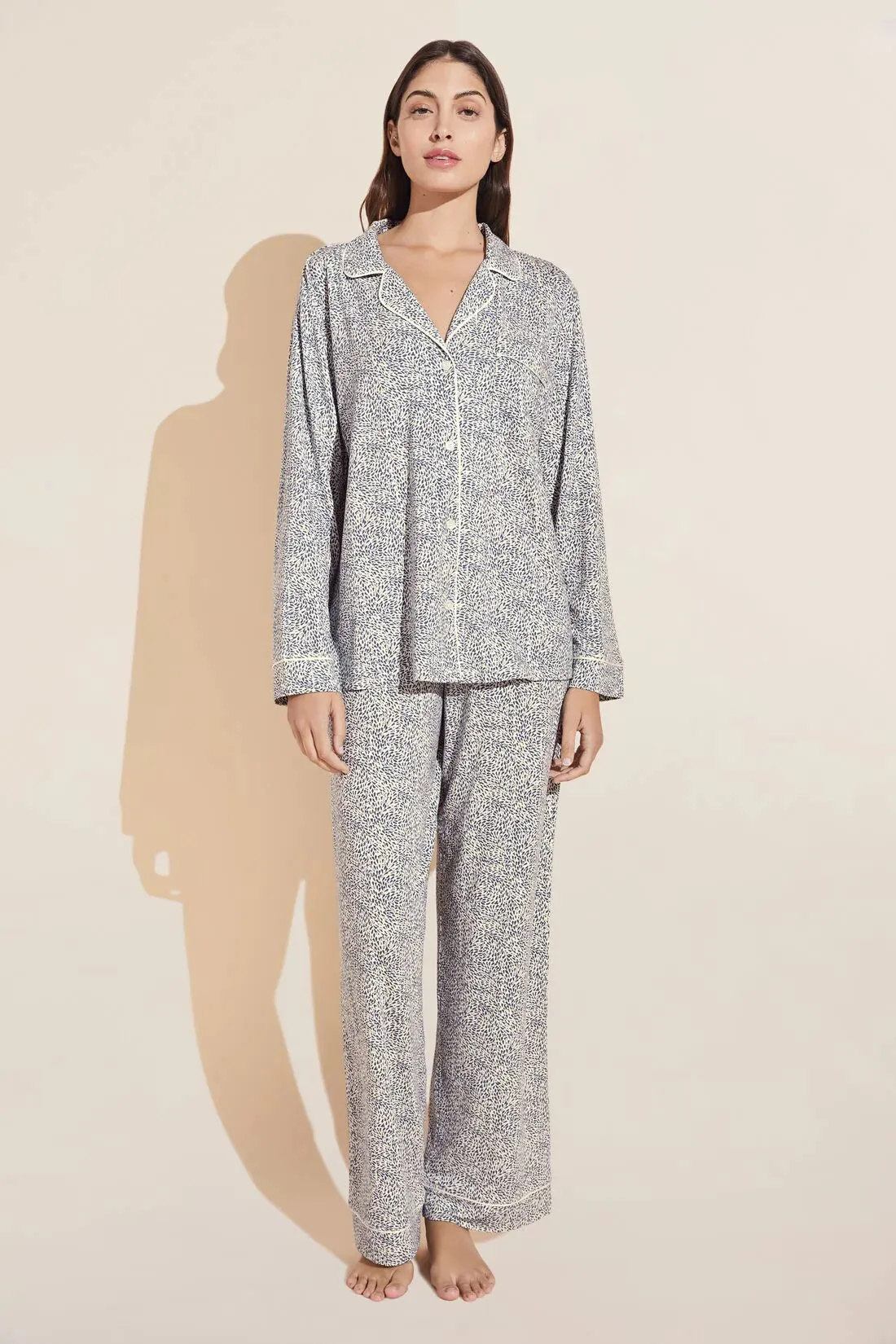 Gisele Printed Long PJ Set in Coastal Blue