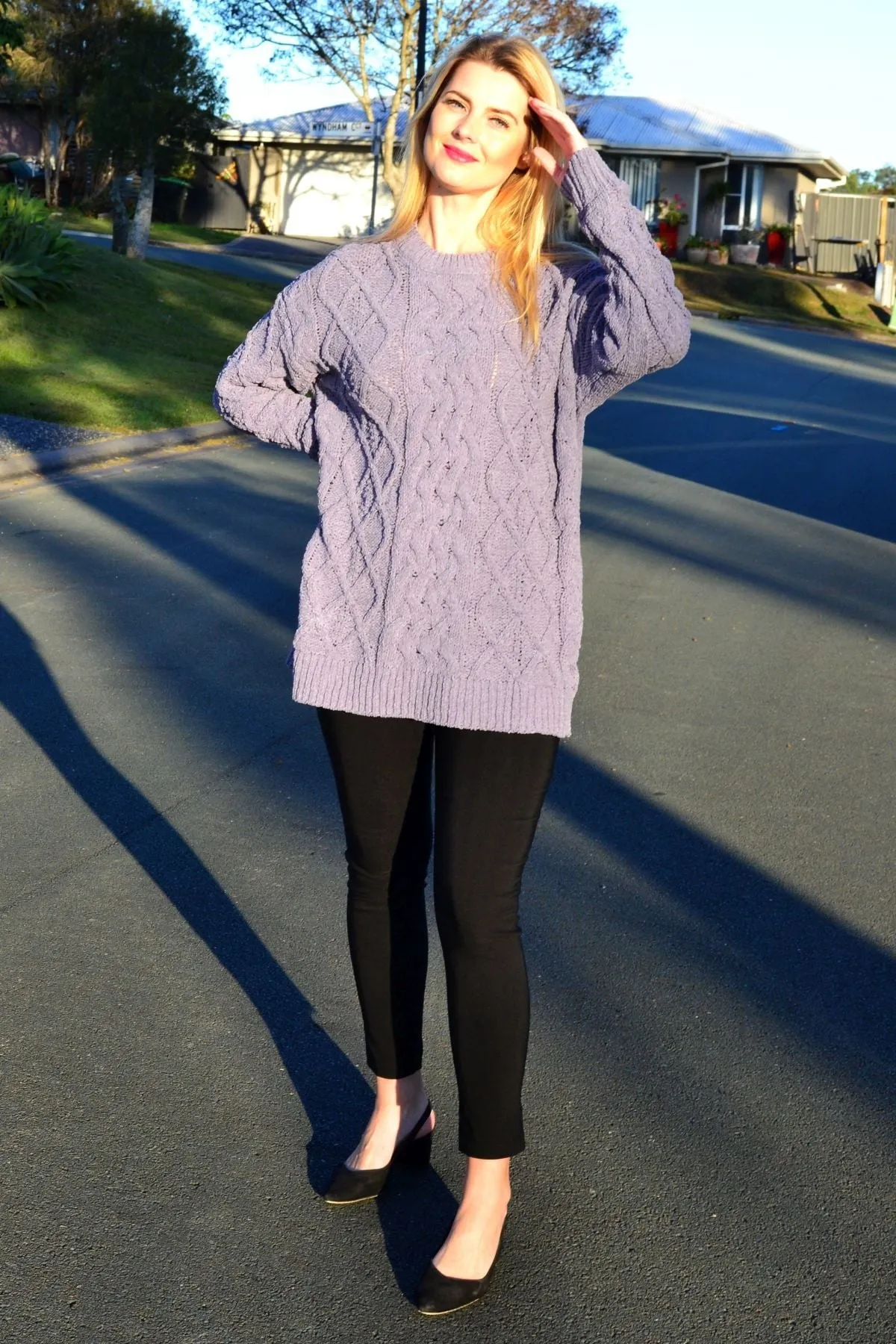 Grape Chain Stitch Knit Tunic Jumper