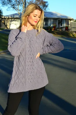 Grape Chain Stitch Knit Tunic Jumper