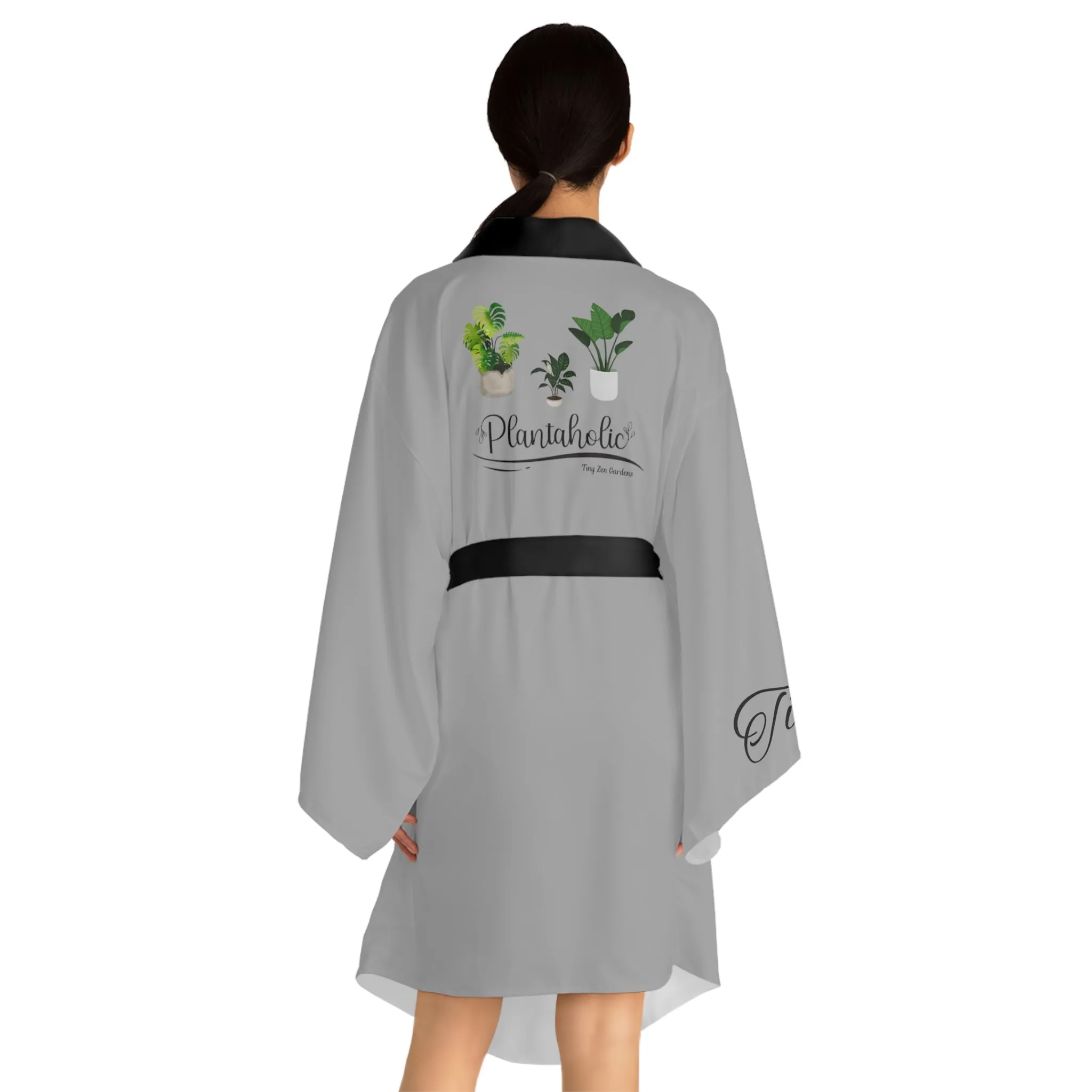 Grey Long Sleeve Kimono Robe | Plantaholic | Tiny Zen Gardens