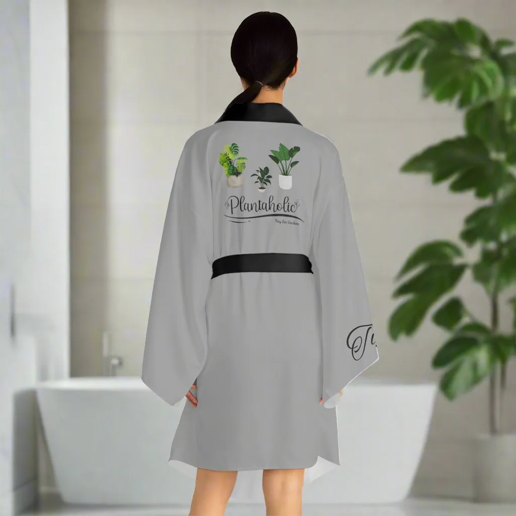 Grey Long Sleeve Kimono Robe | Plantaholic | Tiny Zen Gardens