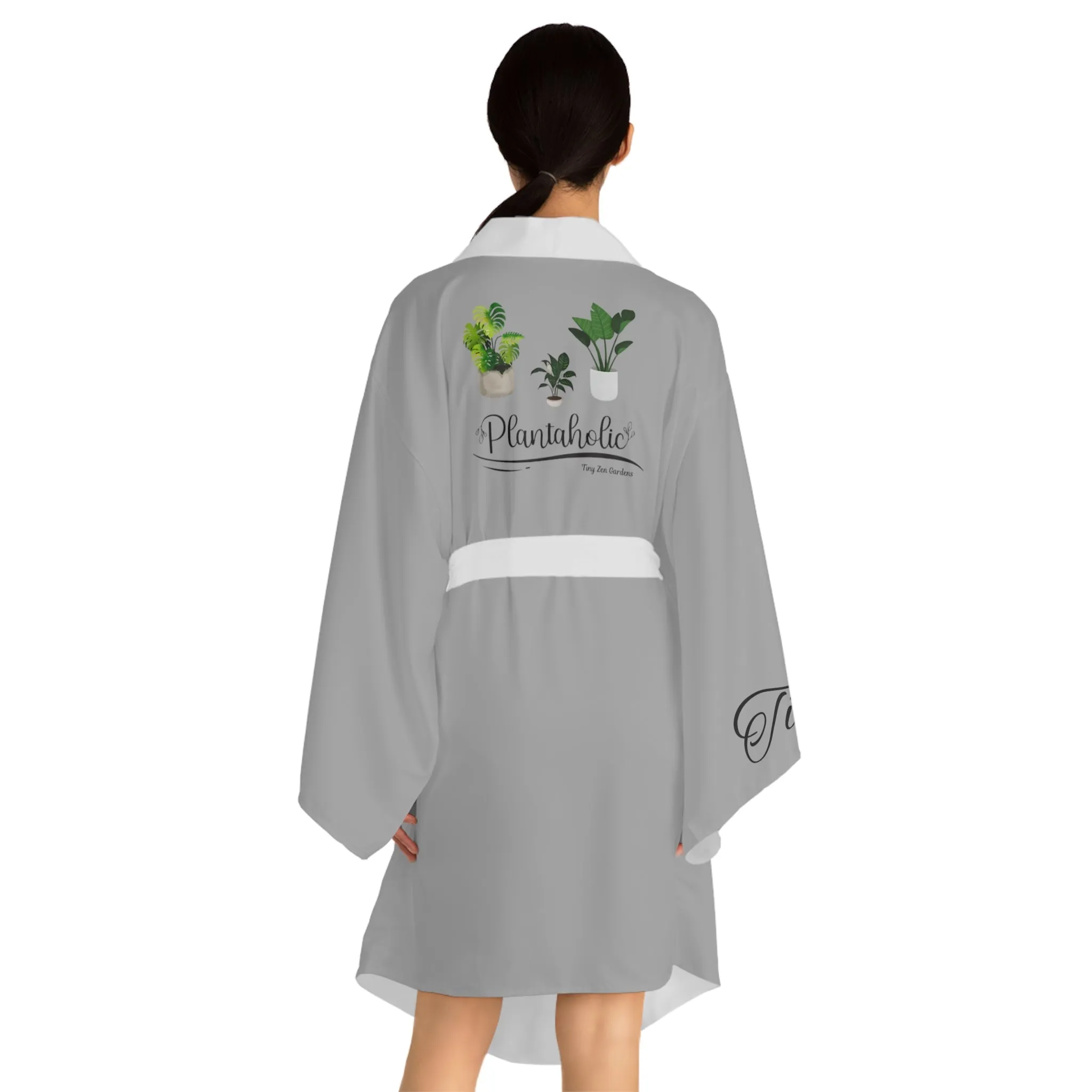 Grey Long Sleeve Kimono Robe | Plantaholic | Tiny Zen Gardens