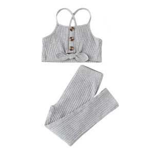 Grey ribbed knit set