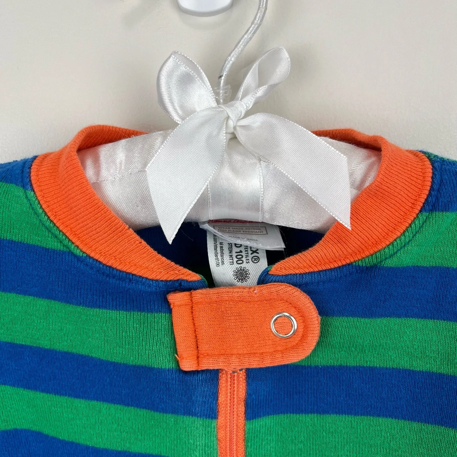 Hanna Andersson Blue Green Striped Pajamas 70 cm 6-12 Months