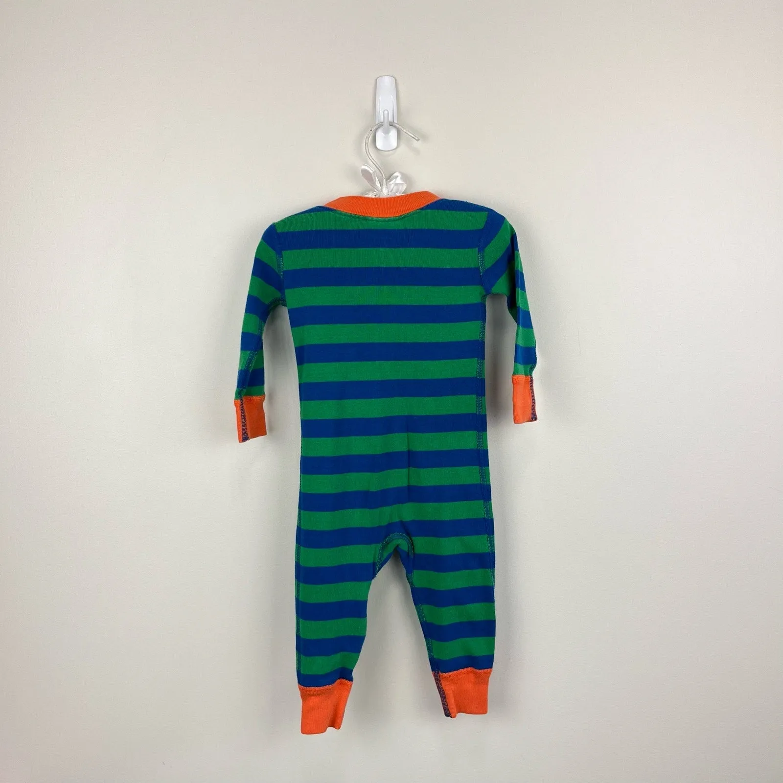 Hanna Andersson Blue Green Striped Pajamas 70 cm 6-12 Months