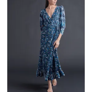 Hestia Wrap Dress in Liberty Print Silk Crepe de Chine