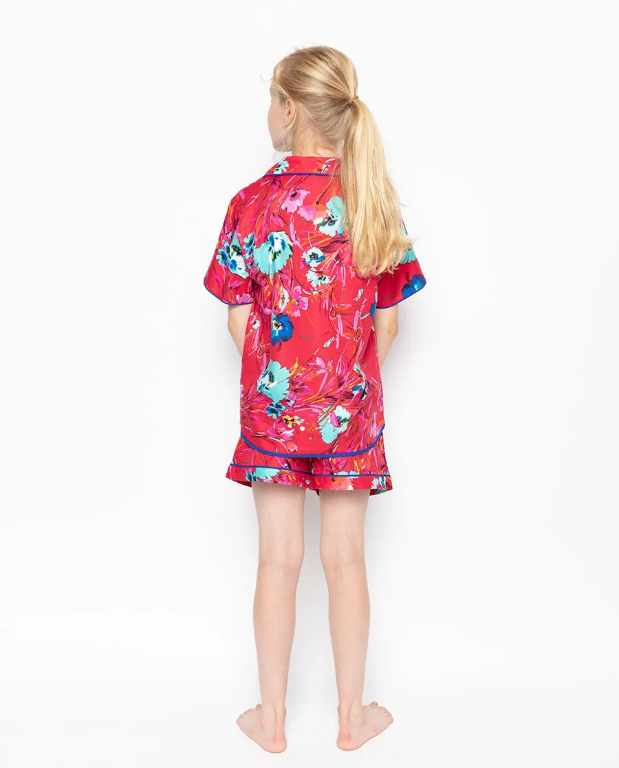 Joni Red Floral Print Shorty Set