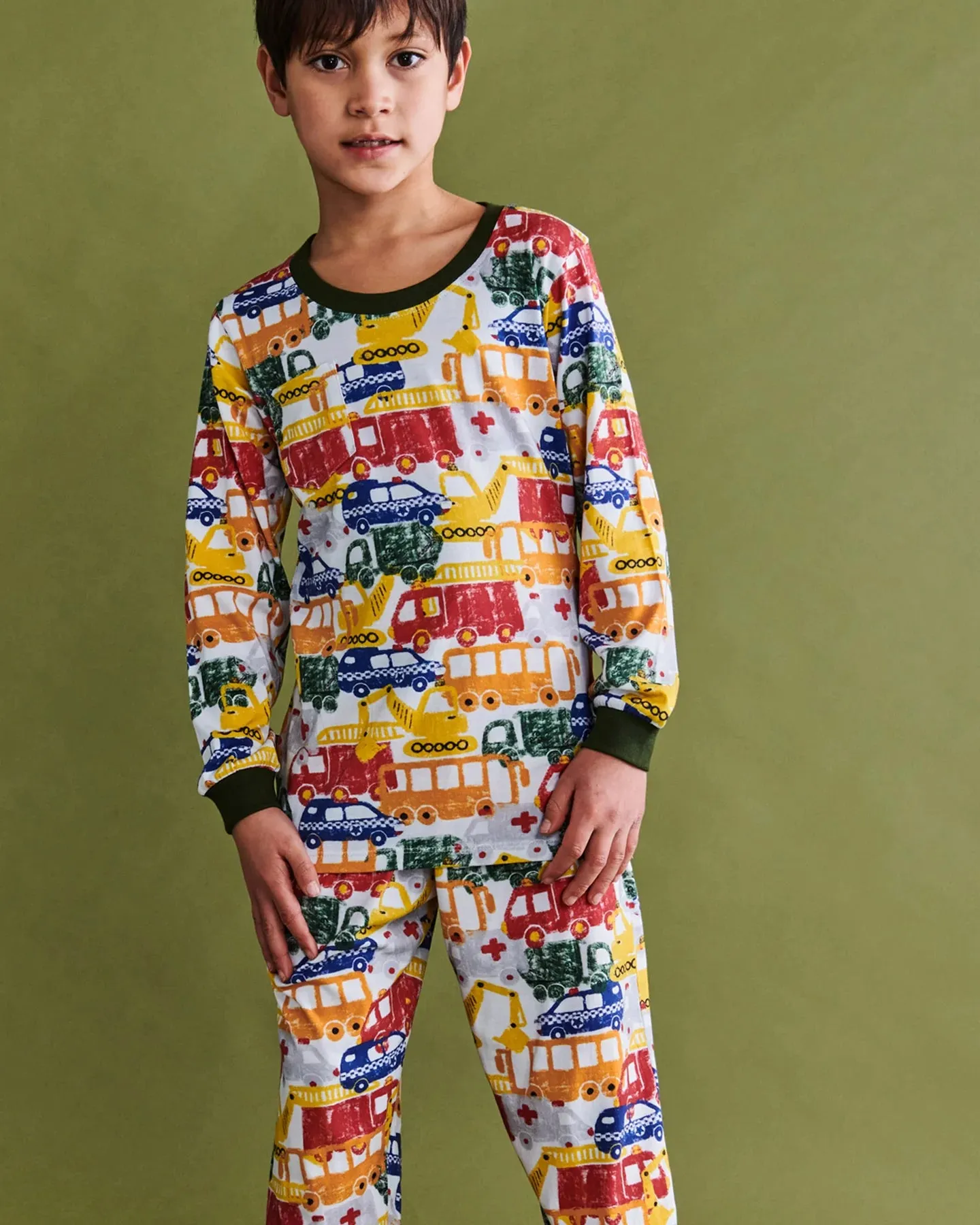 Kip & Co Big Wheels Organic Cotton Long Sleeve Top & Pant Pyjama Set