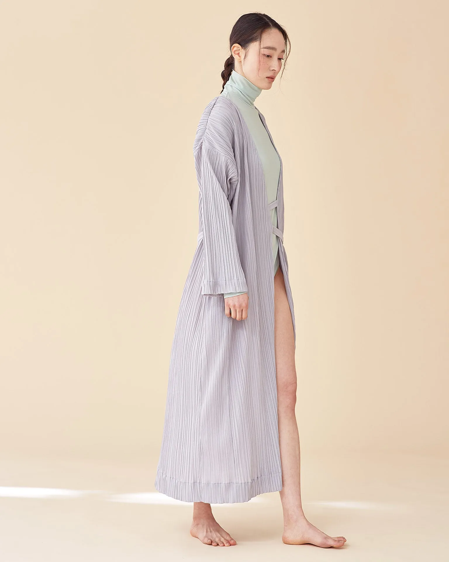 Laura Pleates Robe / Light Grey