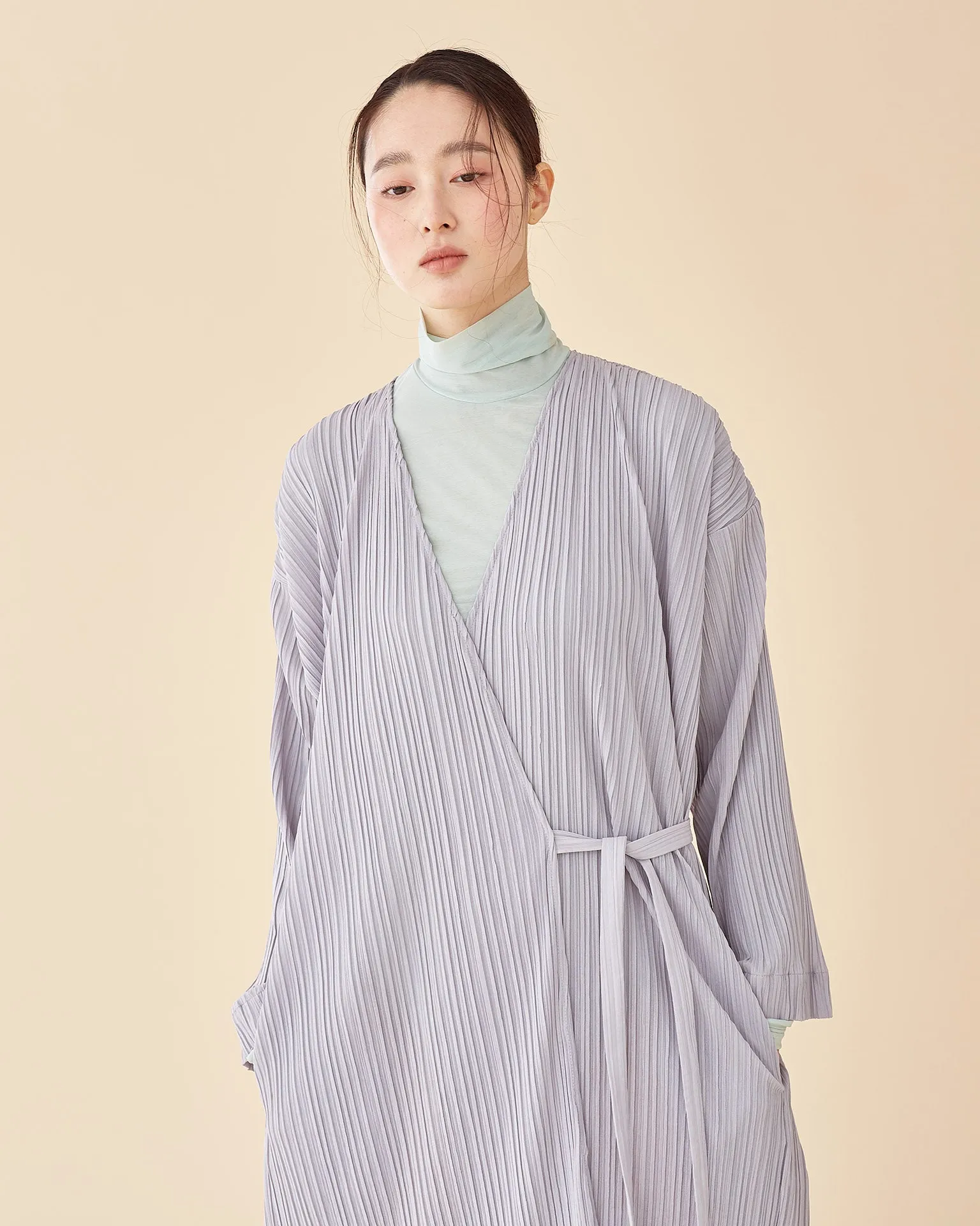 Laura Pleates Robe / Light Grey