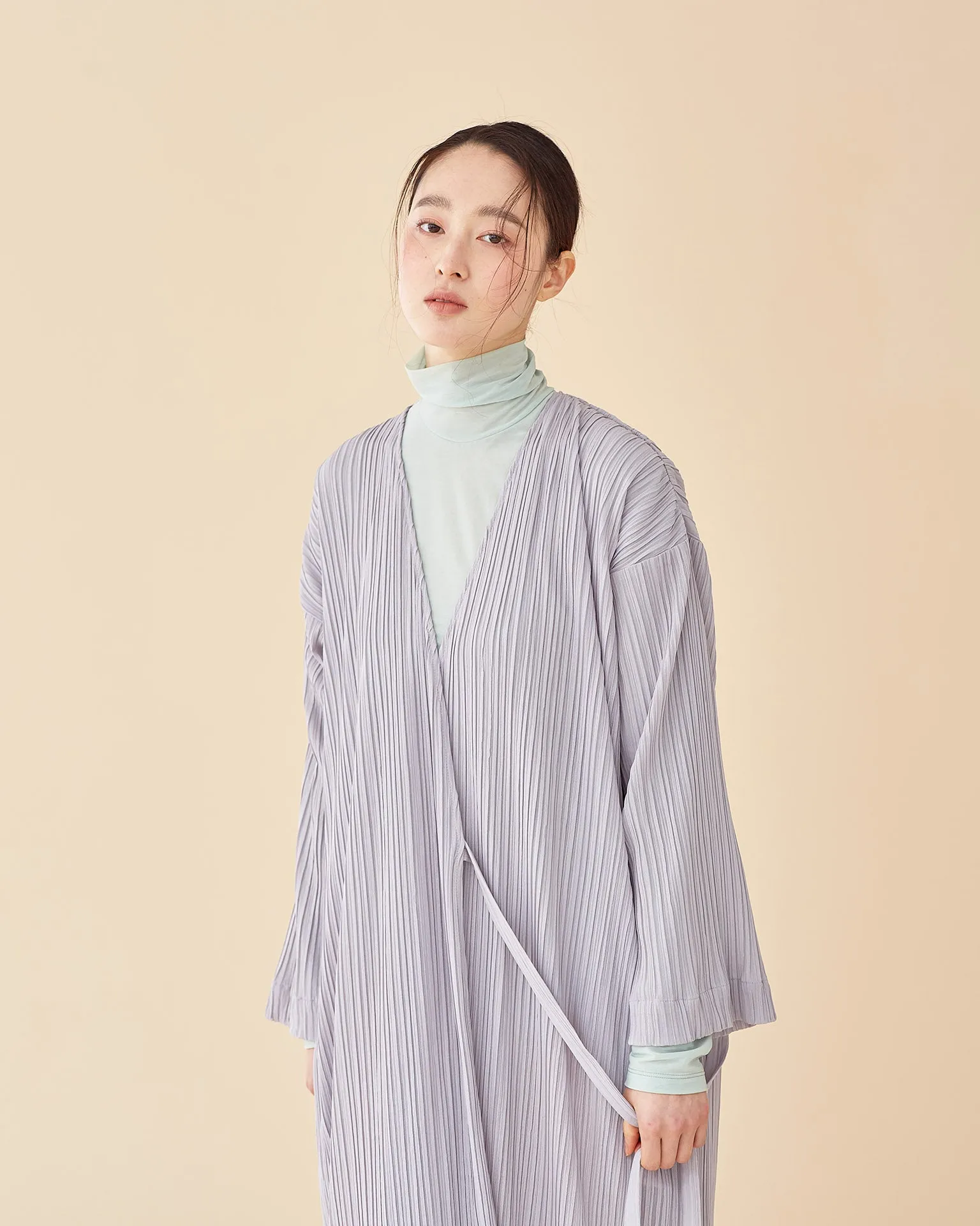 Laura Pleates Robe / Light Grey