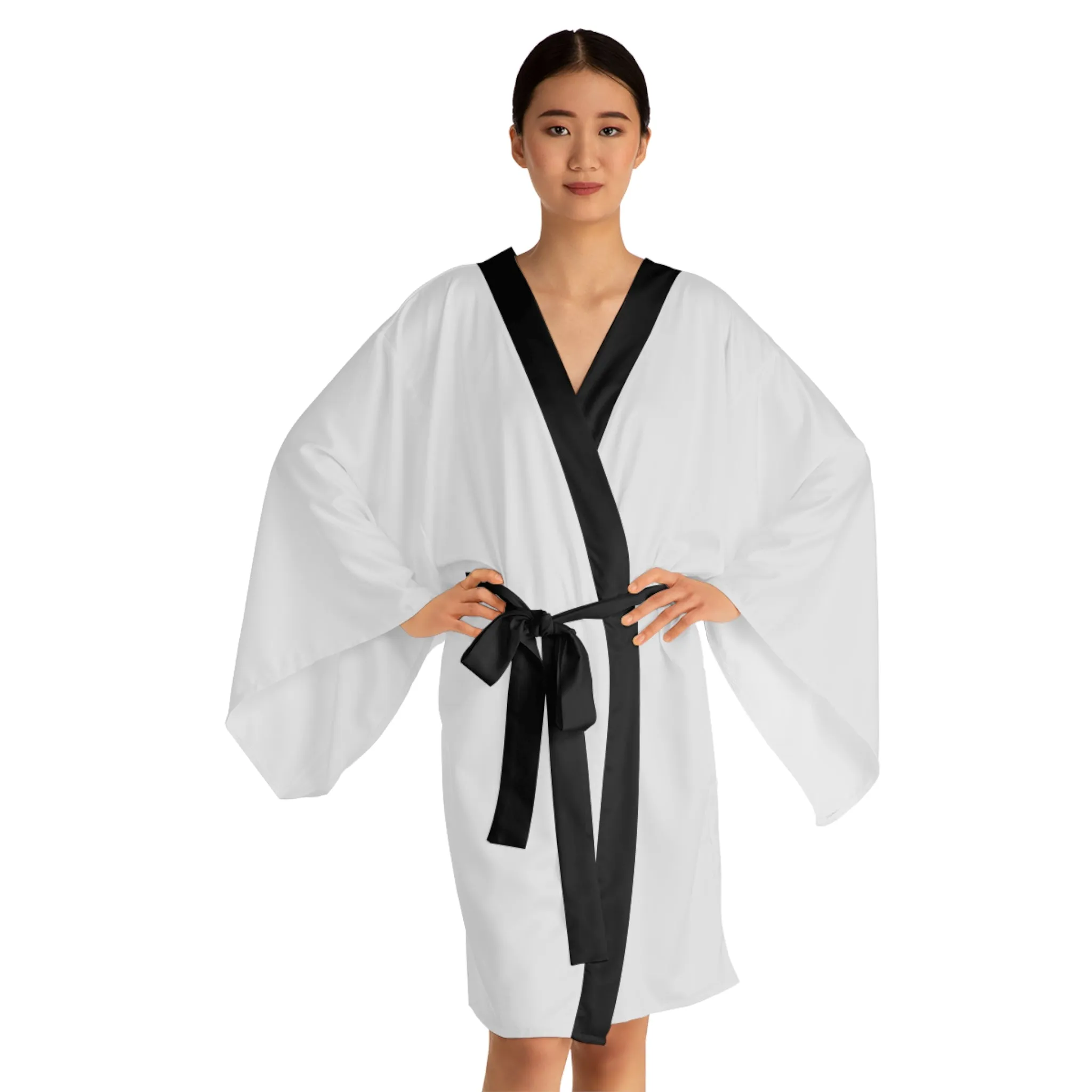 Long Sleeve Kimono Robe (AOP) Rose on back