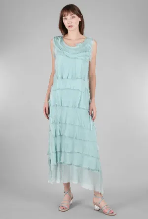 Long Tattered Tiers Dress, Seafoam