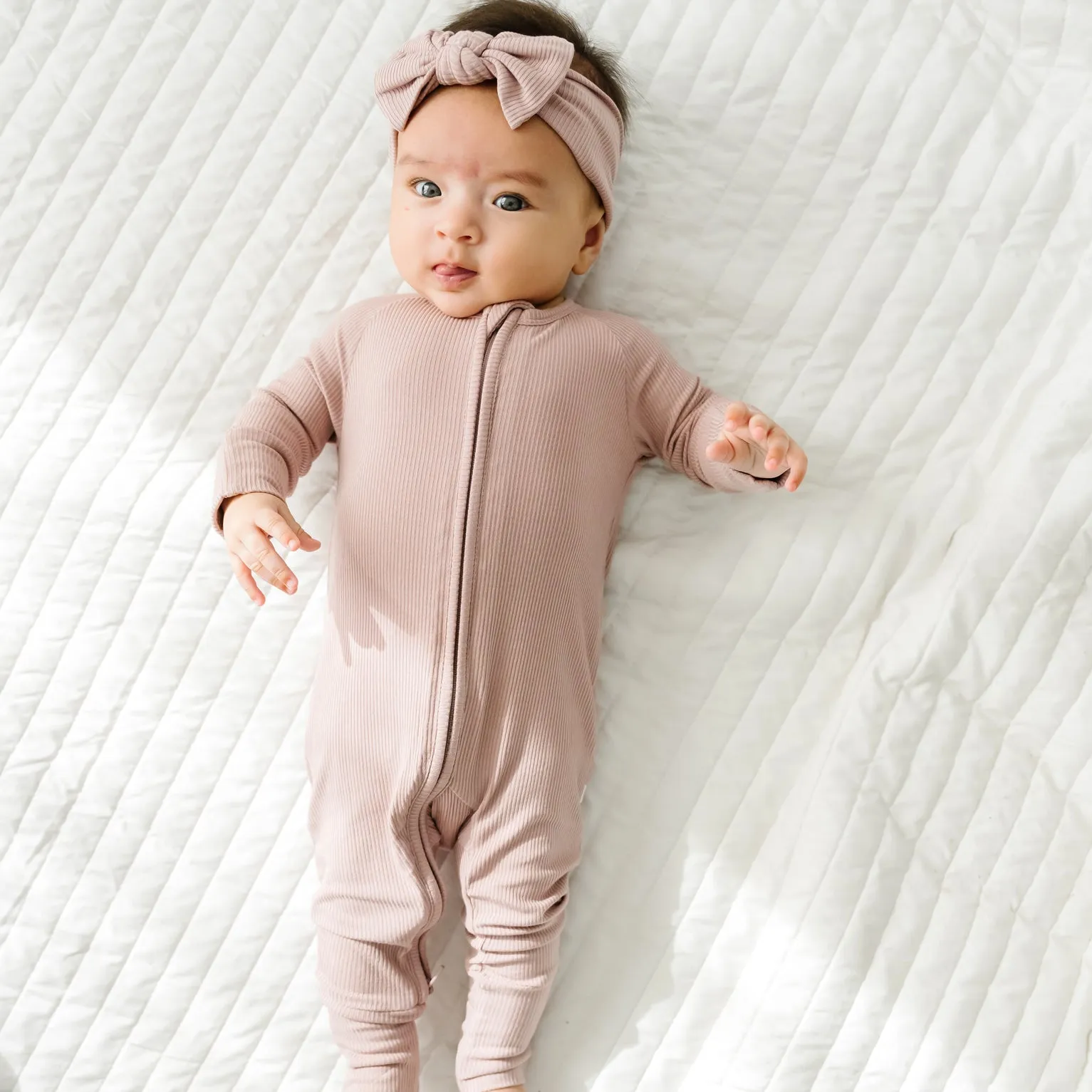 Mauve Mist Small Ribbed Zip Romper