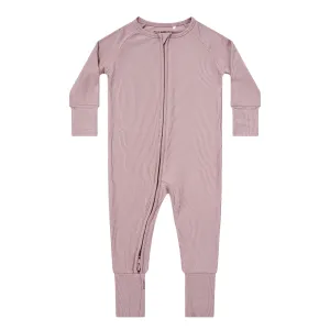 Mauve Mist Small Ribbed Zip Romper