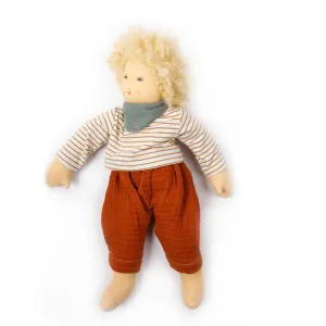 Deluxe Handcrafted Nanchen Organic Cotton Doll Bruno - 15 Inch Eco-Friendly Baby Toy