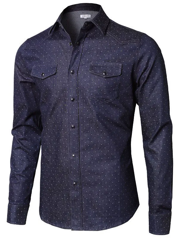 Navy Premium Denim Stretchable Shirts