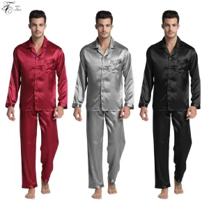 New Arrival Men's Stain Silk Pajamas Set Modern Style Silk Nightgown Men Satin Sleepwear Soft Cozy For Sleep Free Shipping