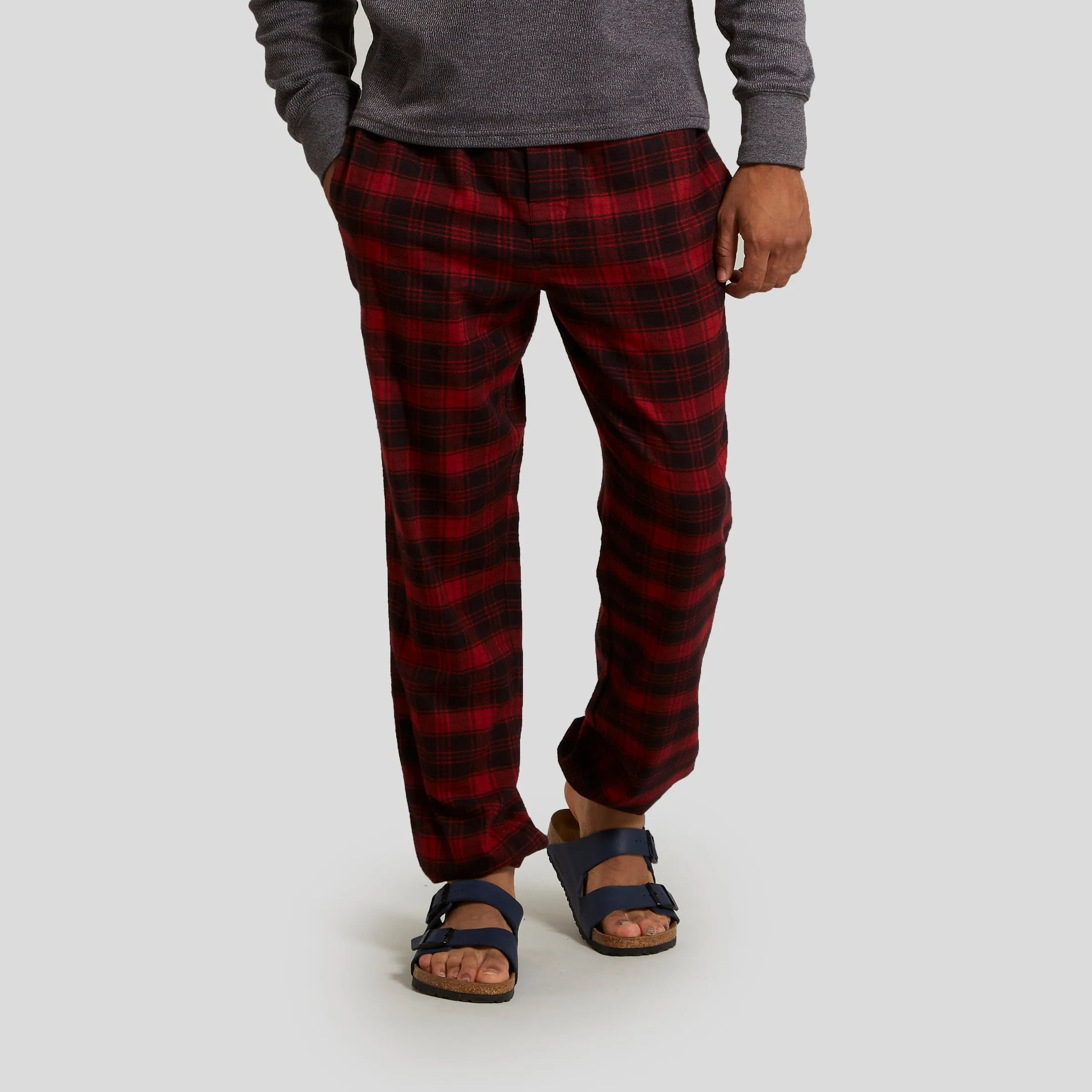 Peterman's Flannel PJ Drawcord Pant - Burnt Russet Black (Final Sale)