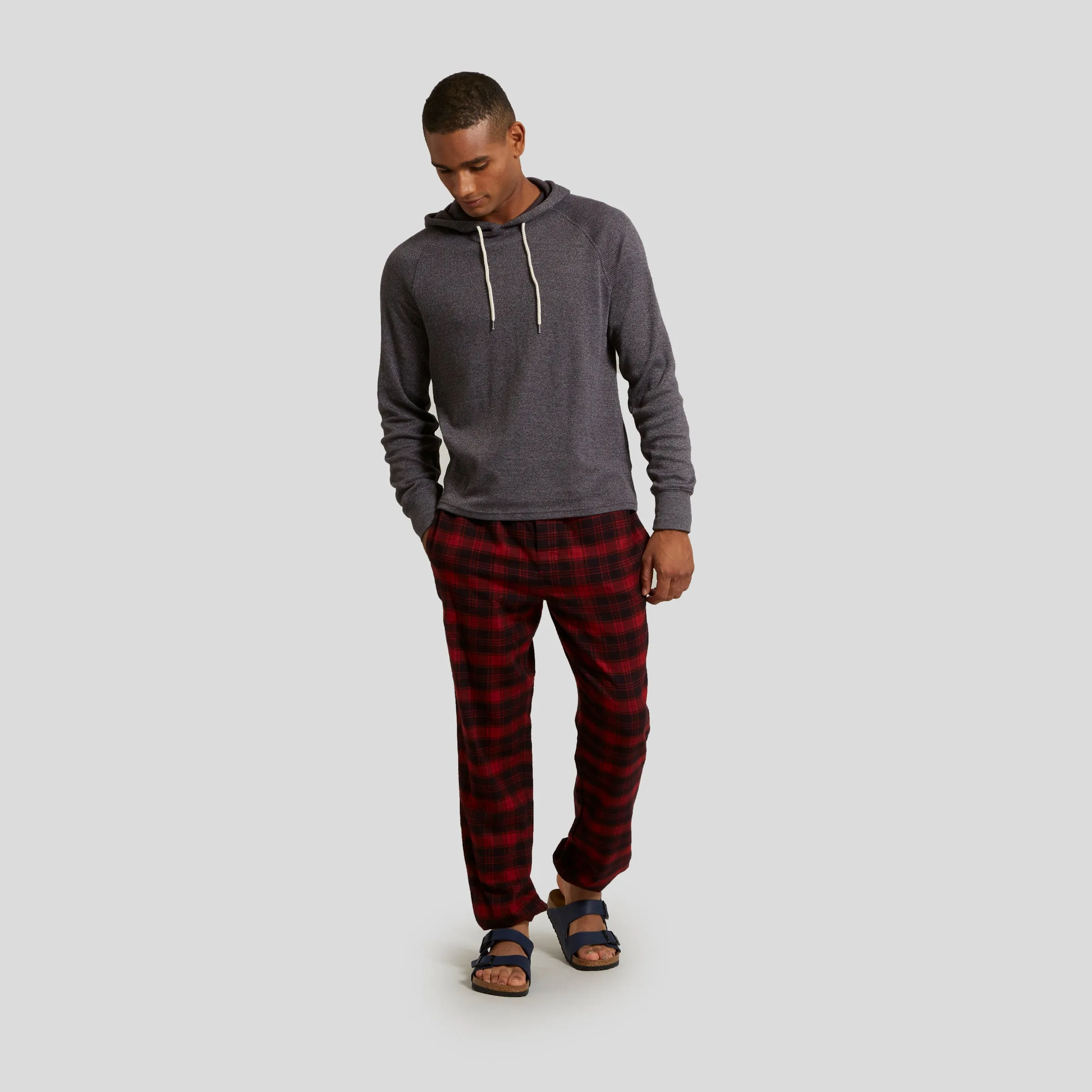 Peterman's Flannel PJ Drawcord Pant - Burnt Russet Black (Final Sale)