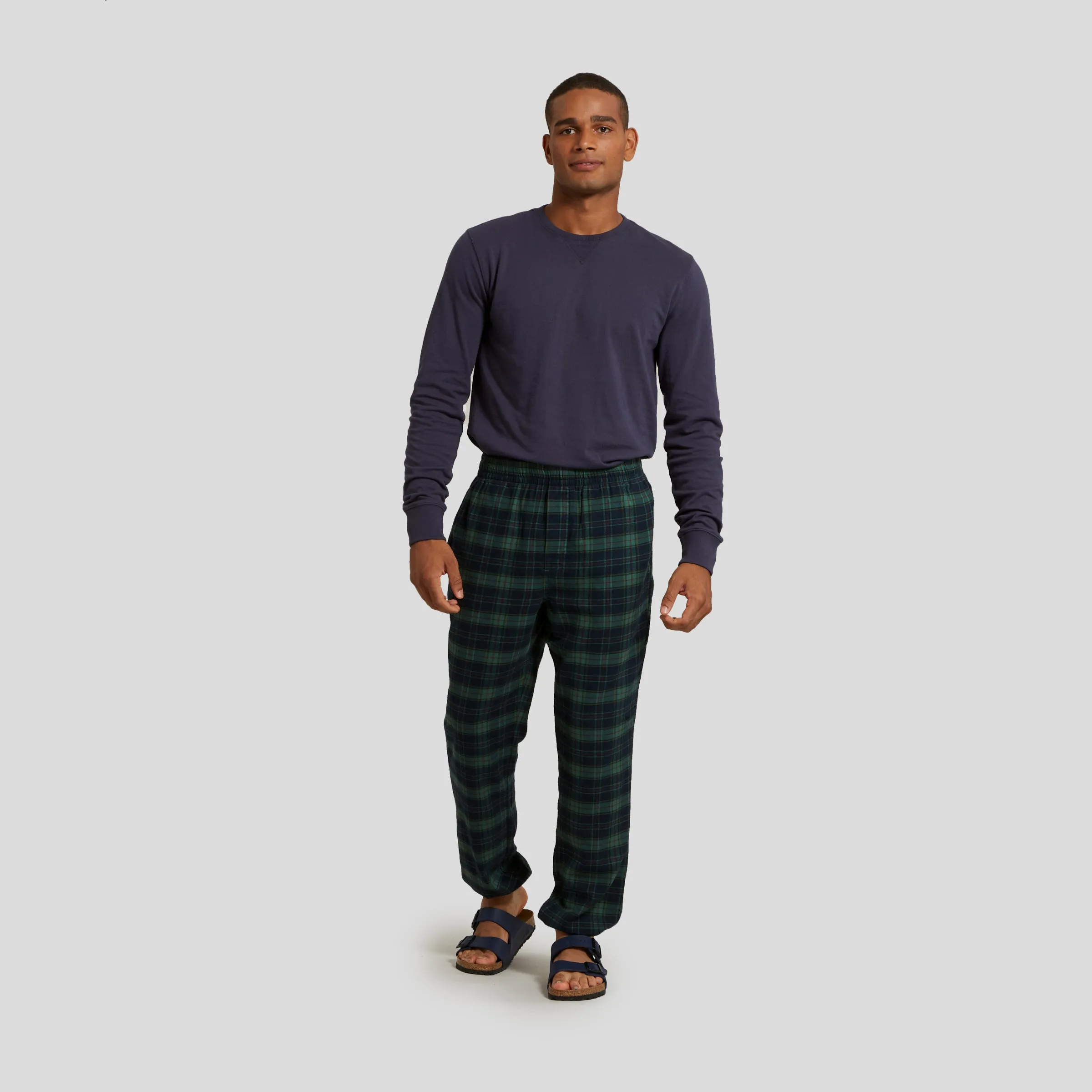 Peterman's Flannel PJ Drawcord Pant - Verdant Green Navy (Final Sale)