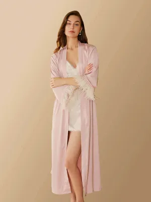 Pink Feather Bridal Robe