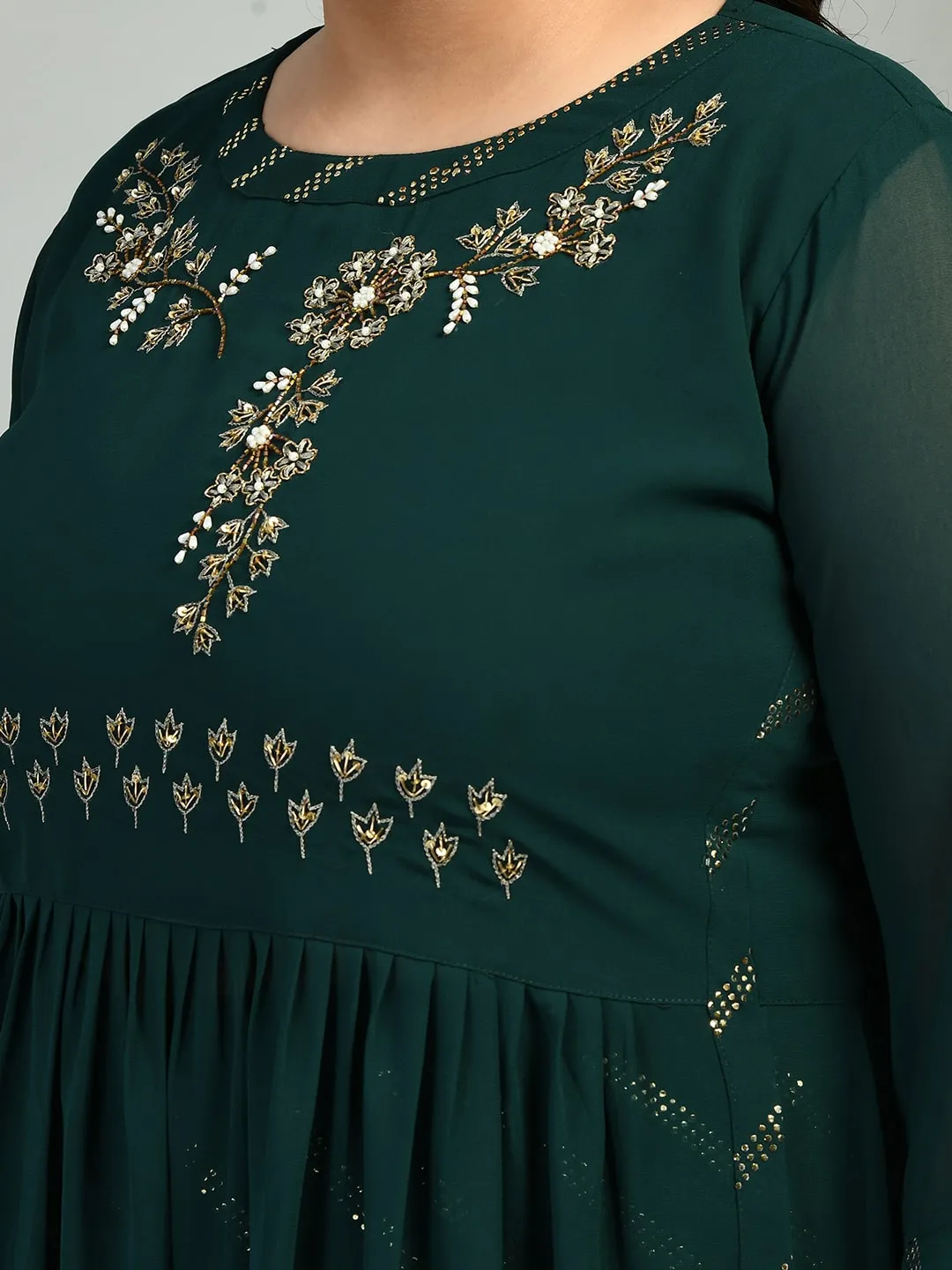 Plus Size Zinnia Bottle Green Nyraa Kurta Set