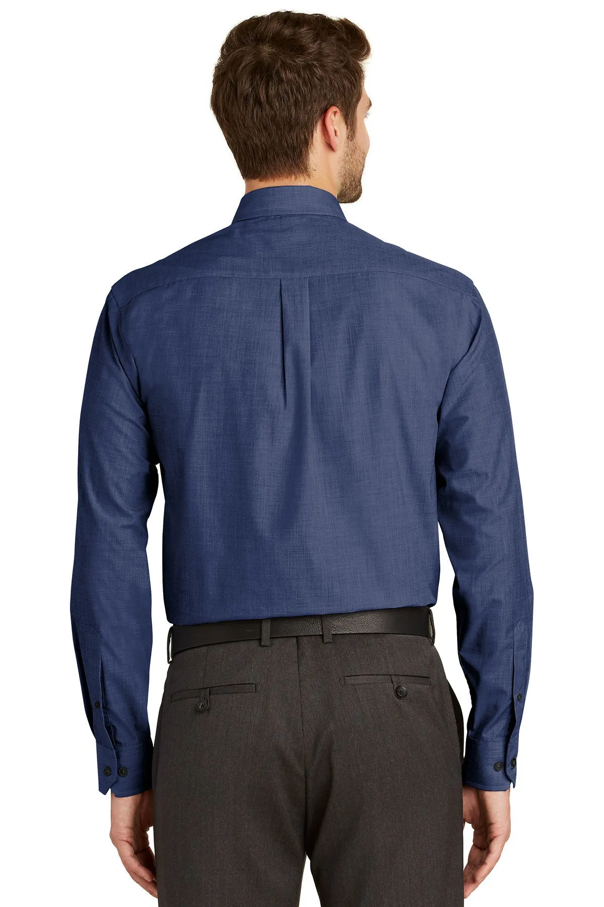 Port Authority Crosshatch Easy Care Custom Shirts, Deep Blue