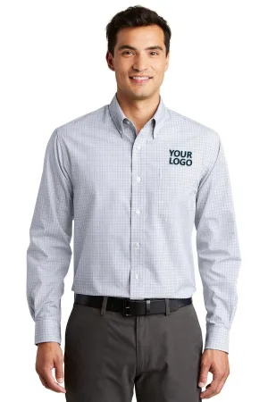 Port Authority Plaid Easy Care Custom Shirts, White