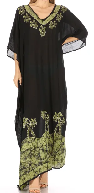 Sakkas Leonor Women's Boho Casual Long Maxi Caftan Dress Kaftan Cover-up LougeWear