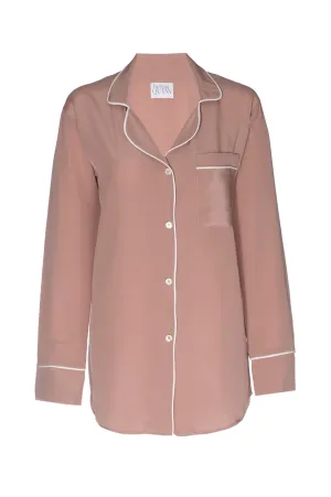 Silk Boyfriend Shirt: Apricot