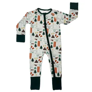 Ski Day Winter Bamboo Convertible Baby Pajamas Sleepsuit