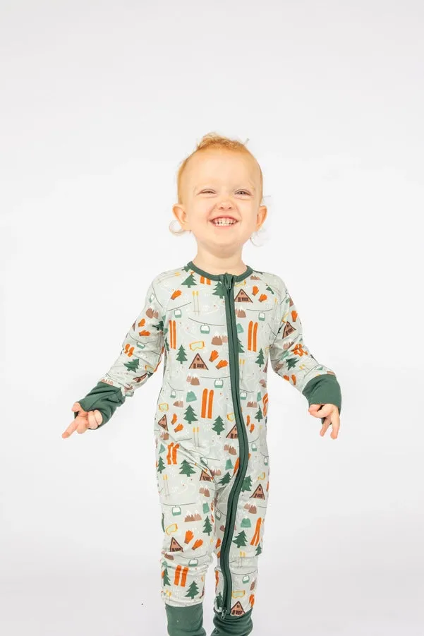 Ski Day Winter Bamboo Convertible Baby Pajamas Sleepsuit