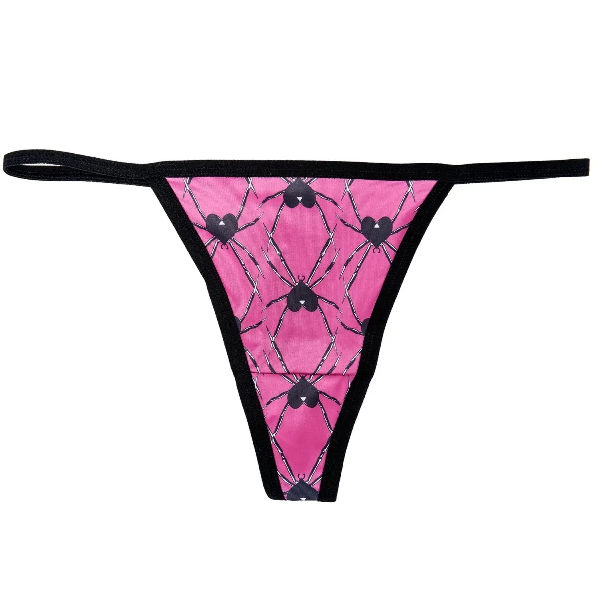 Spider Hearts Pink Thong And Bra Set