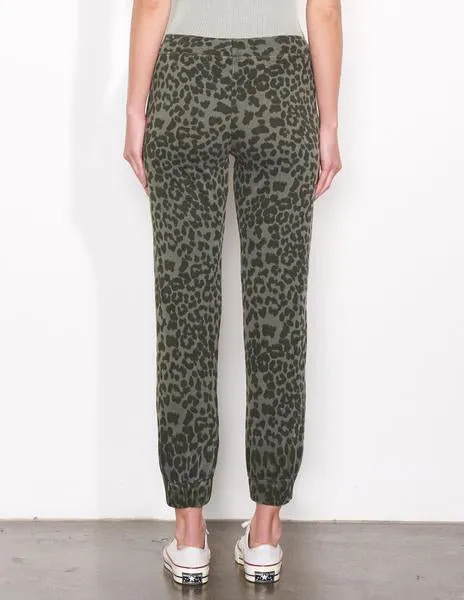 Sundry Leopard Ruched Cuff Sweatpant Pigment Military