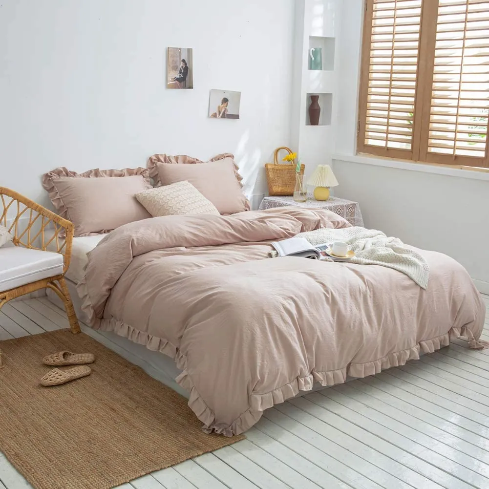 The Ruffled Beige Bed Set