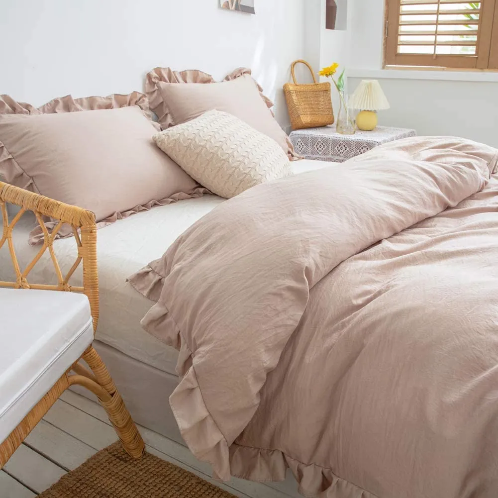 The Ruffled Beige Bed Set