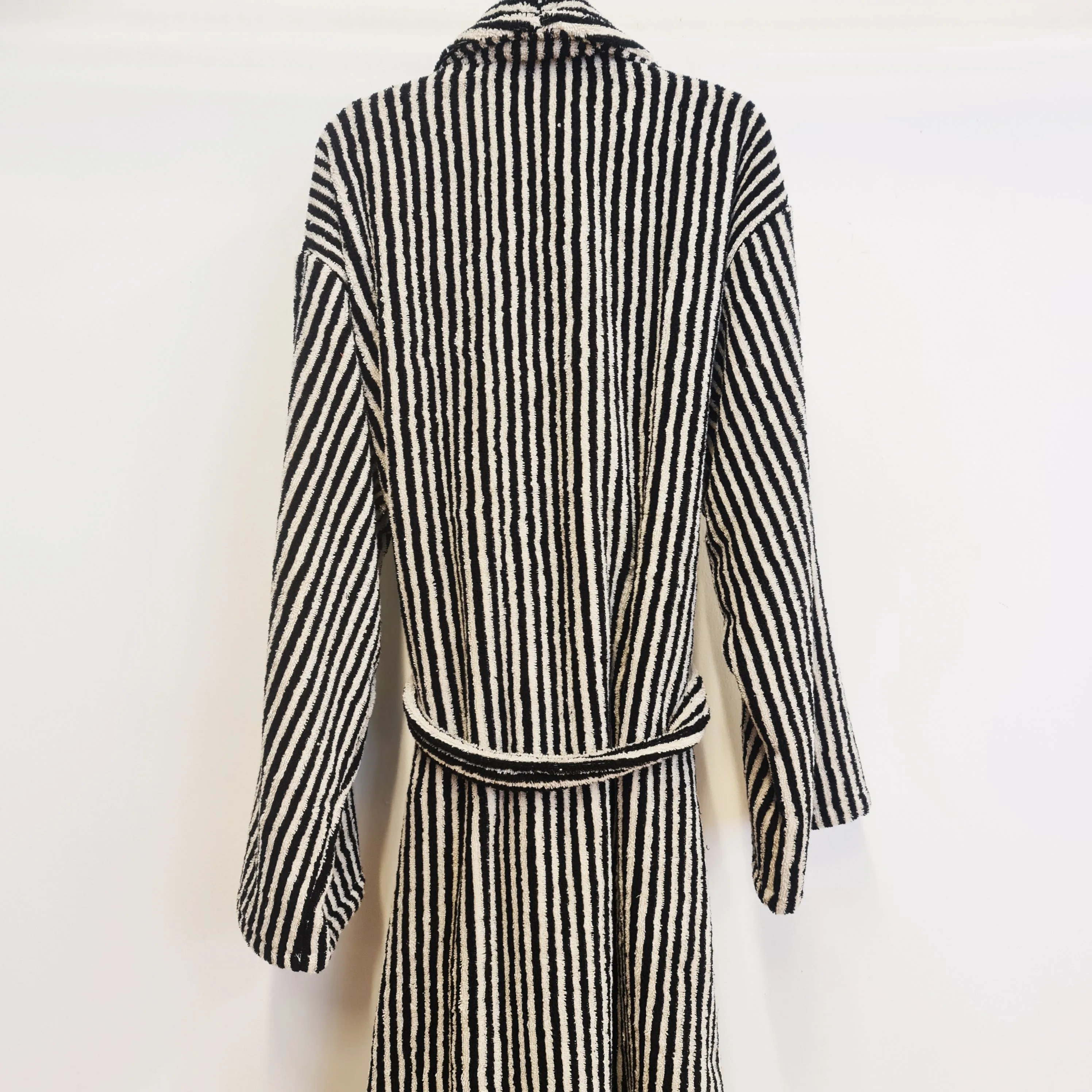 Turkish Terry Towel Bathrobe Black Stripe Design