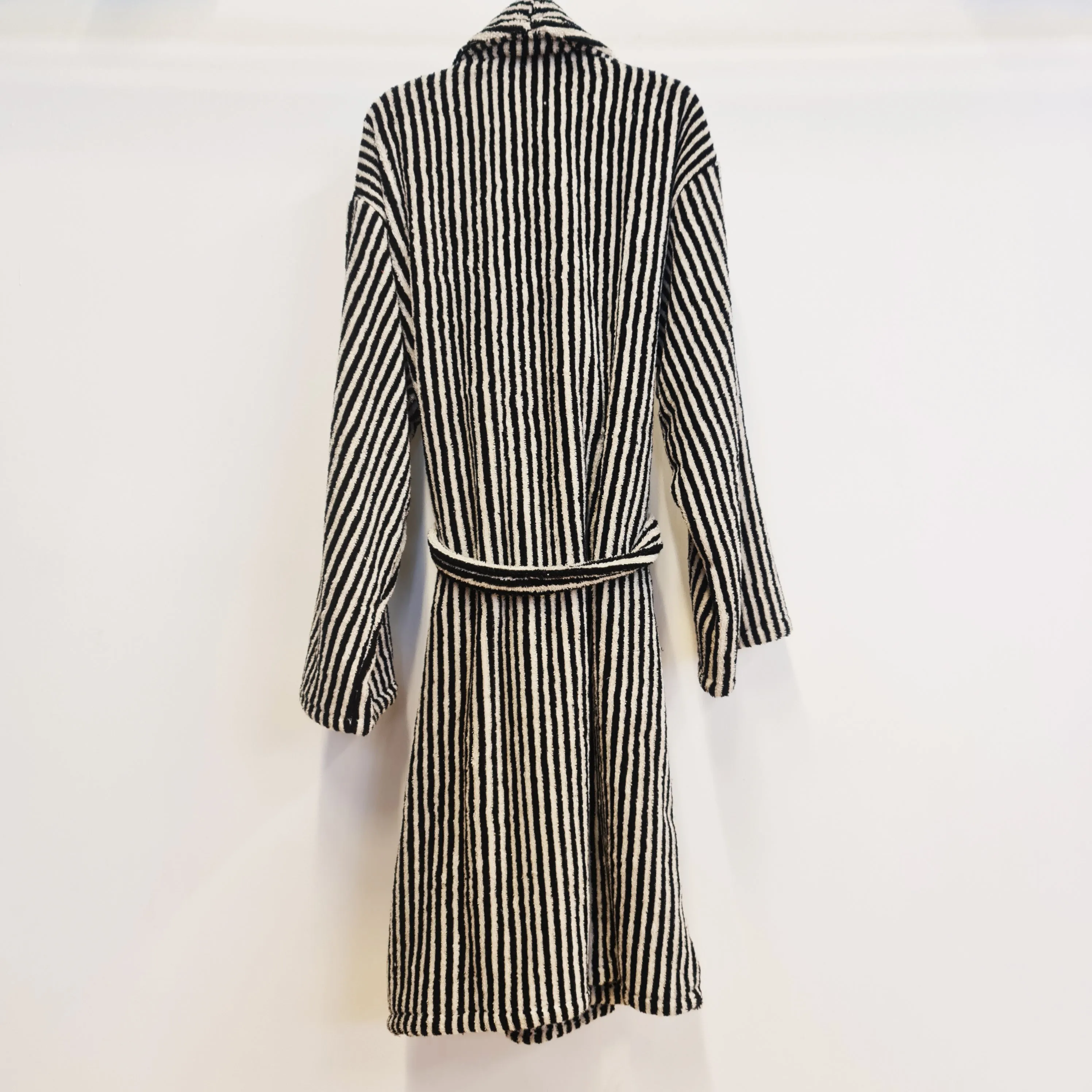 Turkish Terry Towel Bathrobe Black Stripe Design