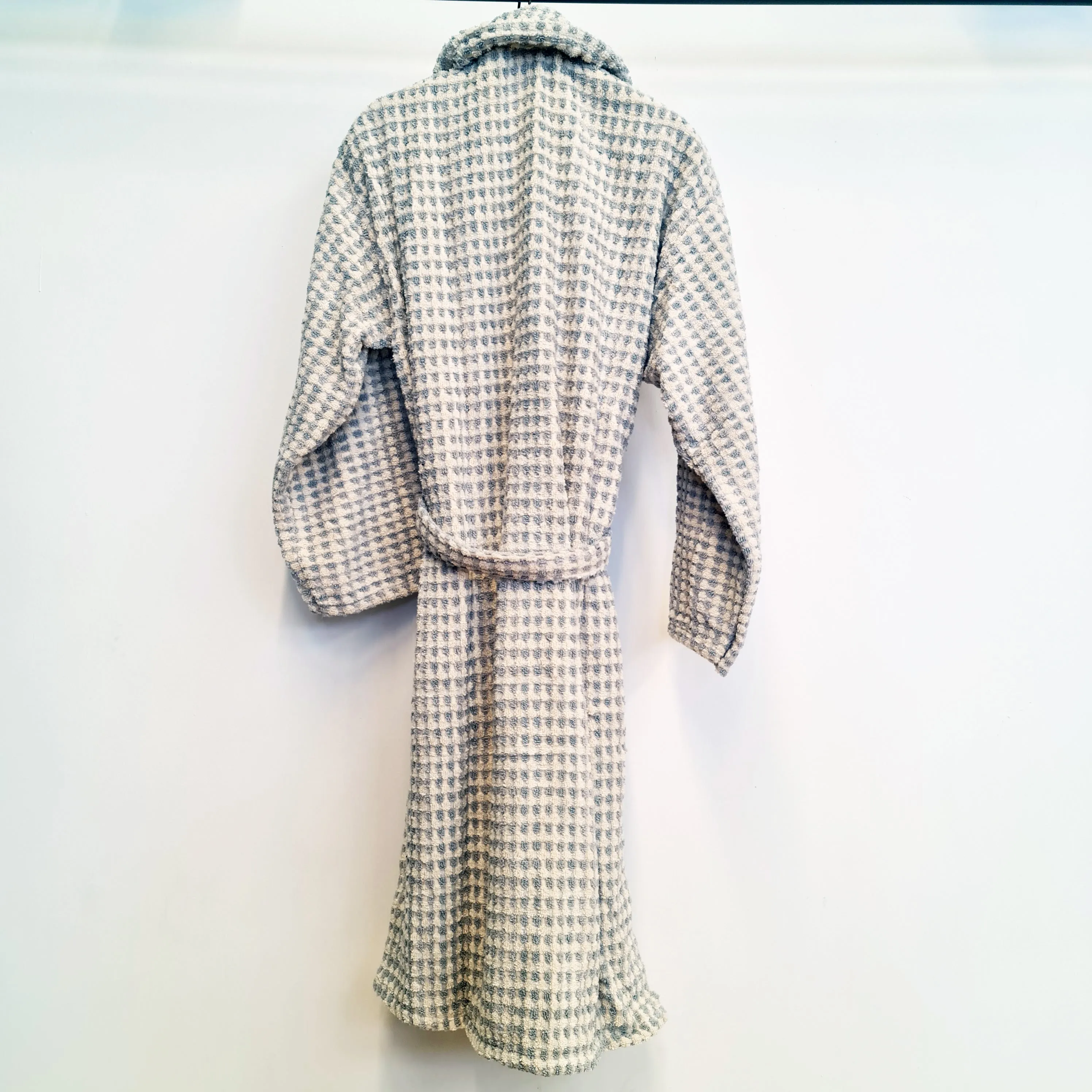 Turkish Terry Towel Bathrobe Grey Dotted Pompom Design