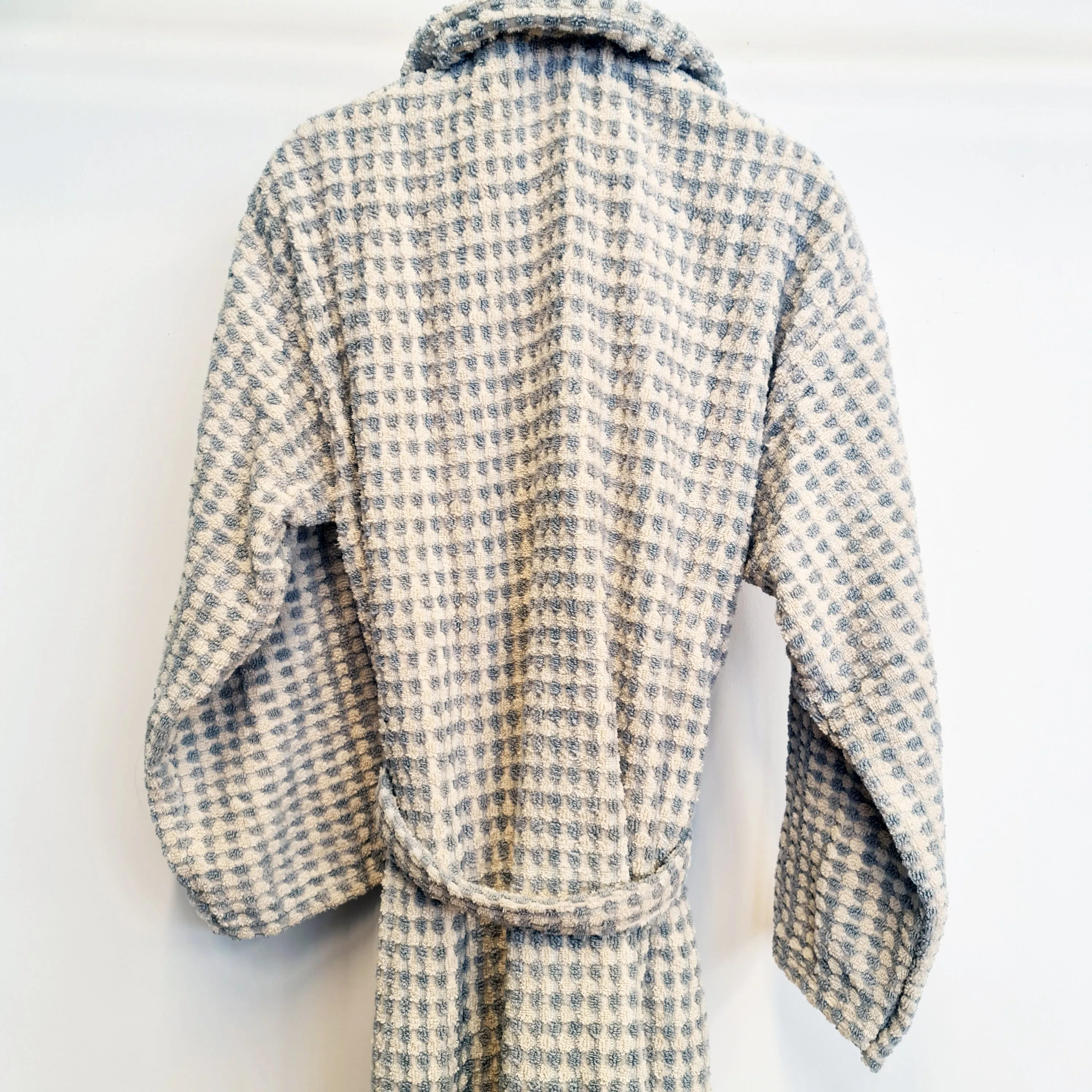 Turkish Terry Towel Bathrobe Grey Dotted Pompom Design