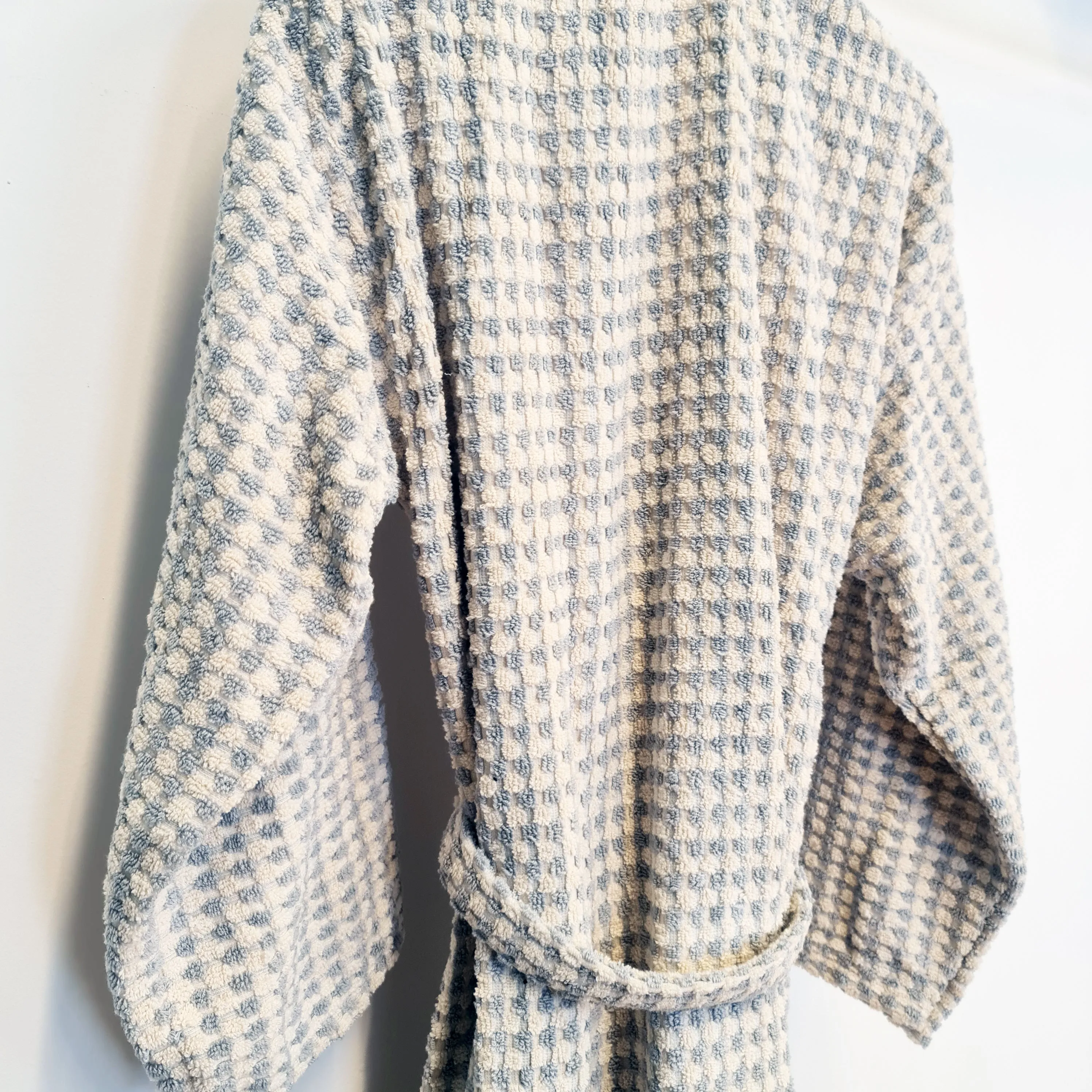 Turkish Terry Towel Bathrobe Grey Dotted Pompom Design