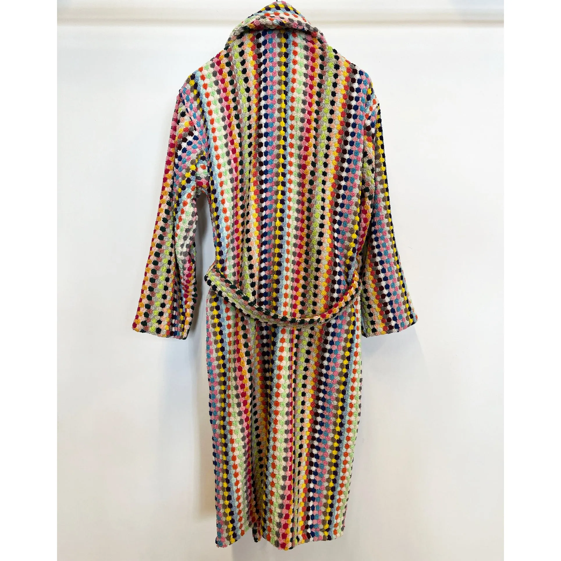 Turkish Terry Towel Bathrobe Multi Color Dotted Pompom Design