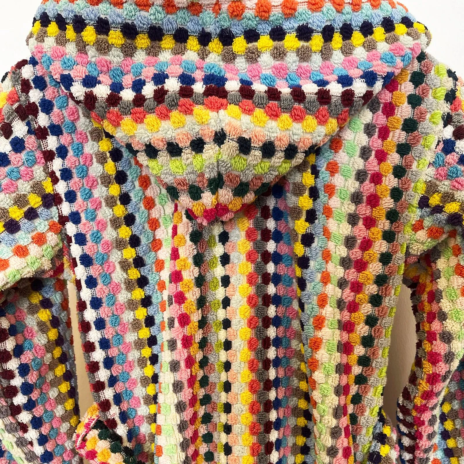 Turkish Terry Towel Bathrobe Multi Color Dotted Pompom Design