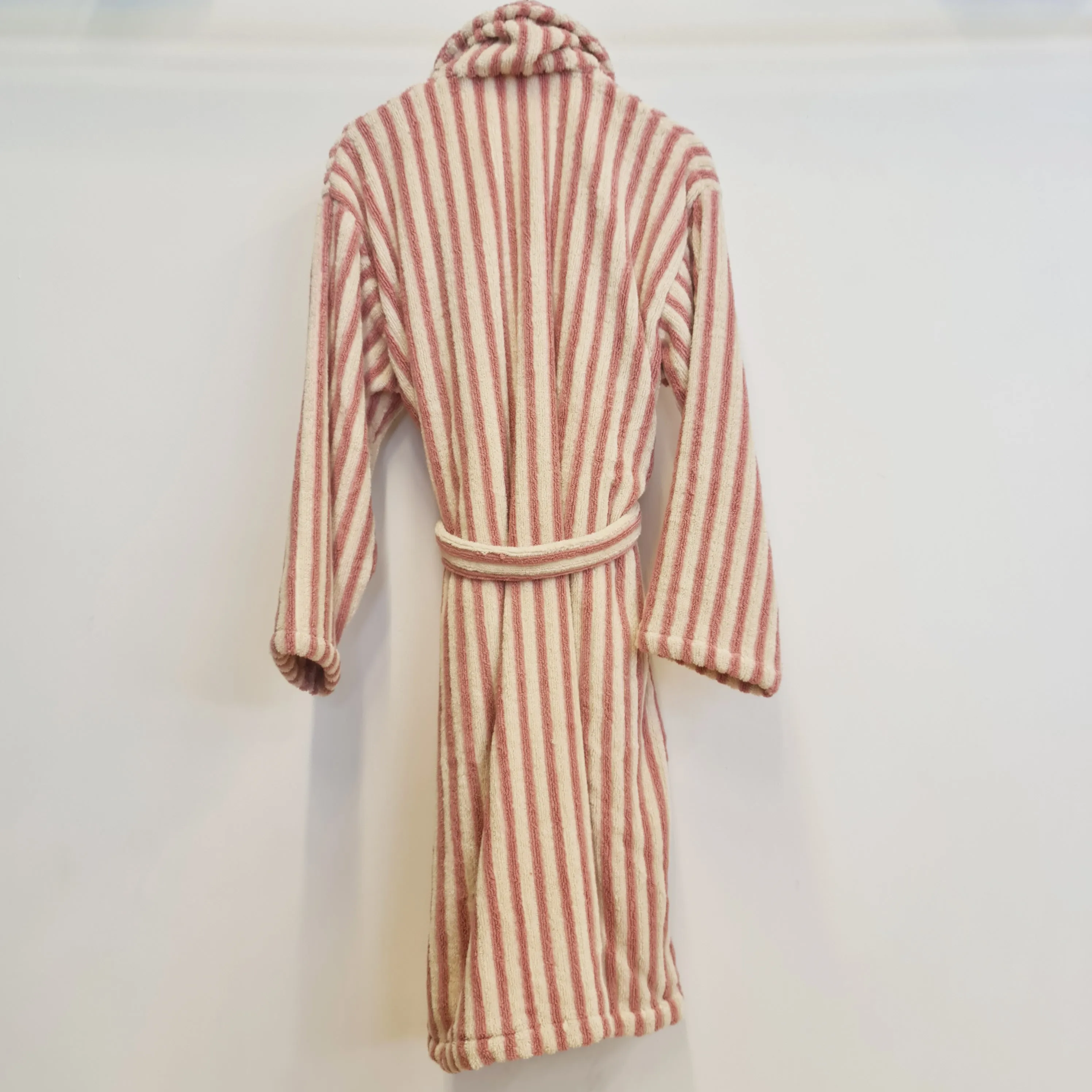 Turkish Terry Towel Bathrobe Pink Stripe Design