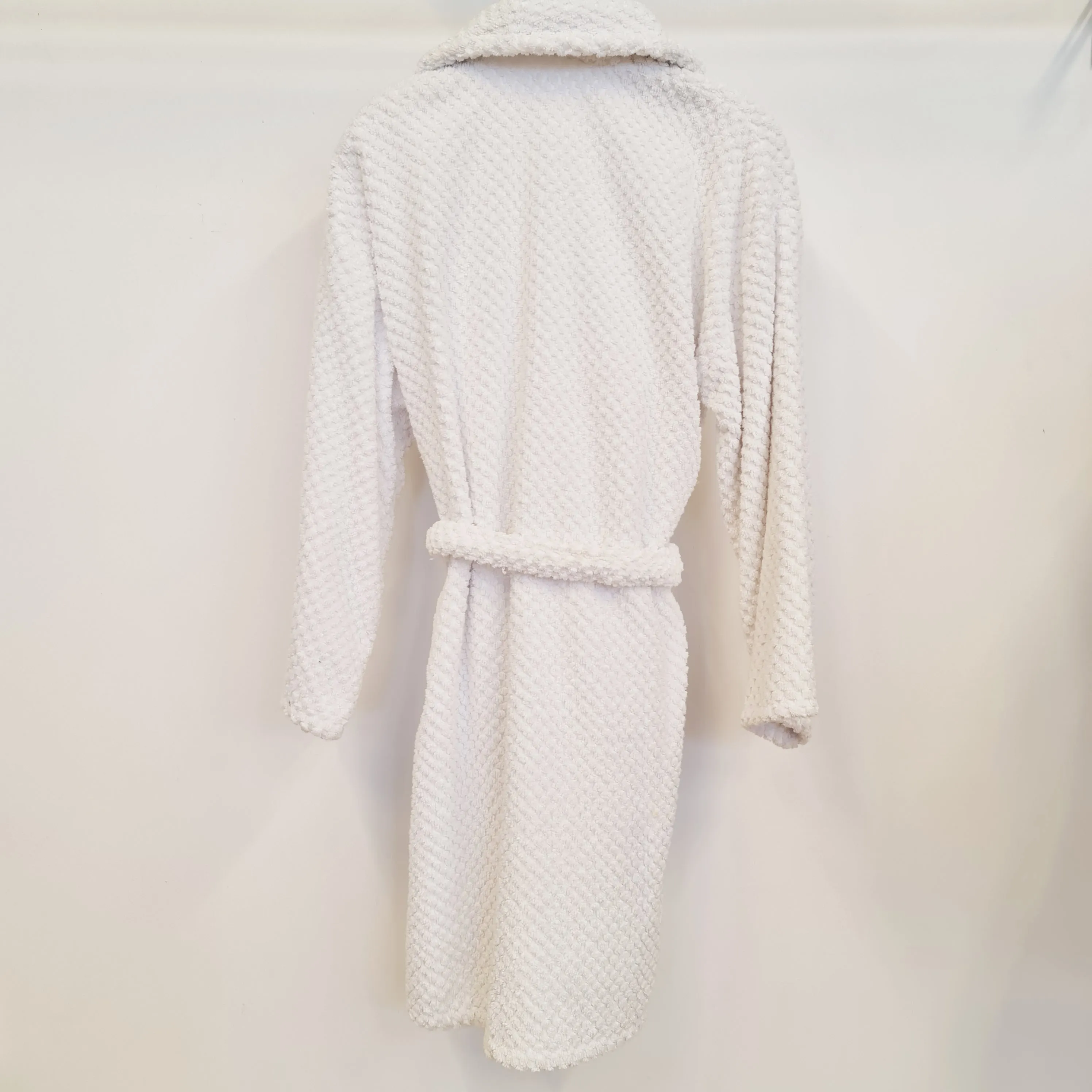 Turkish Terry Towel Bathrobe White Dotted Pompom Design