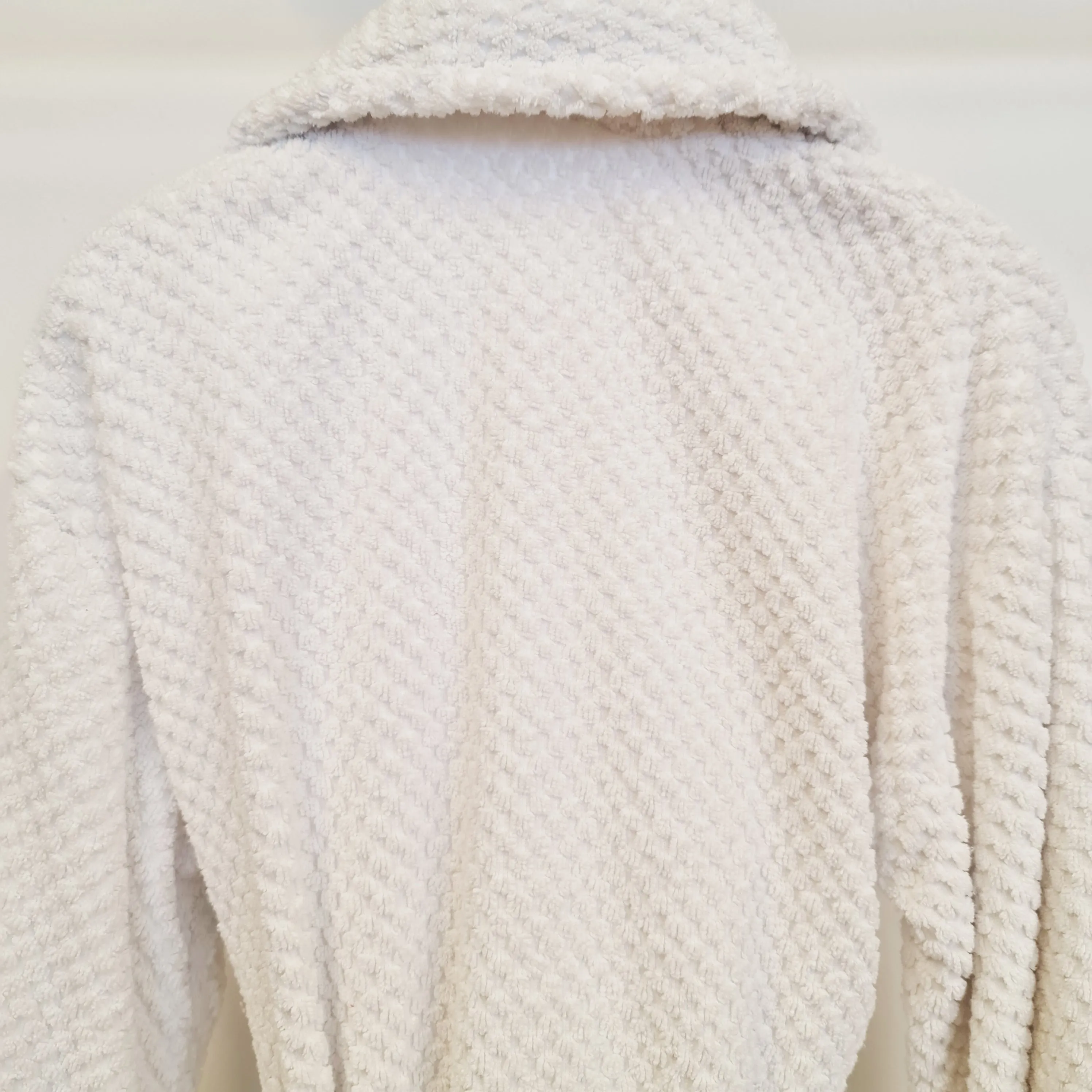 Turkish Terry Towel Bathrobe White Dotted Pompom Design