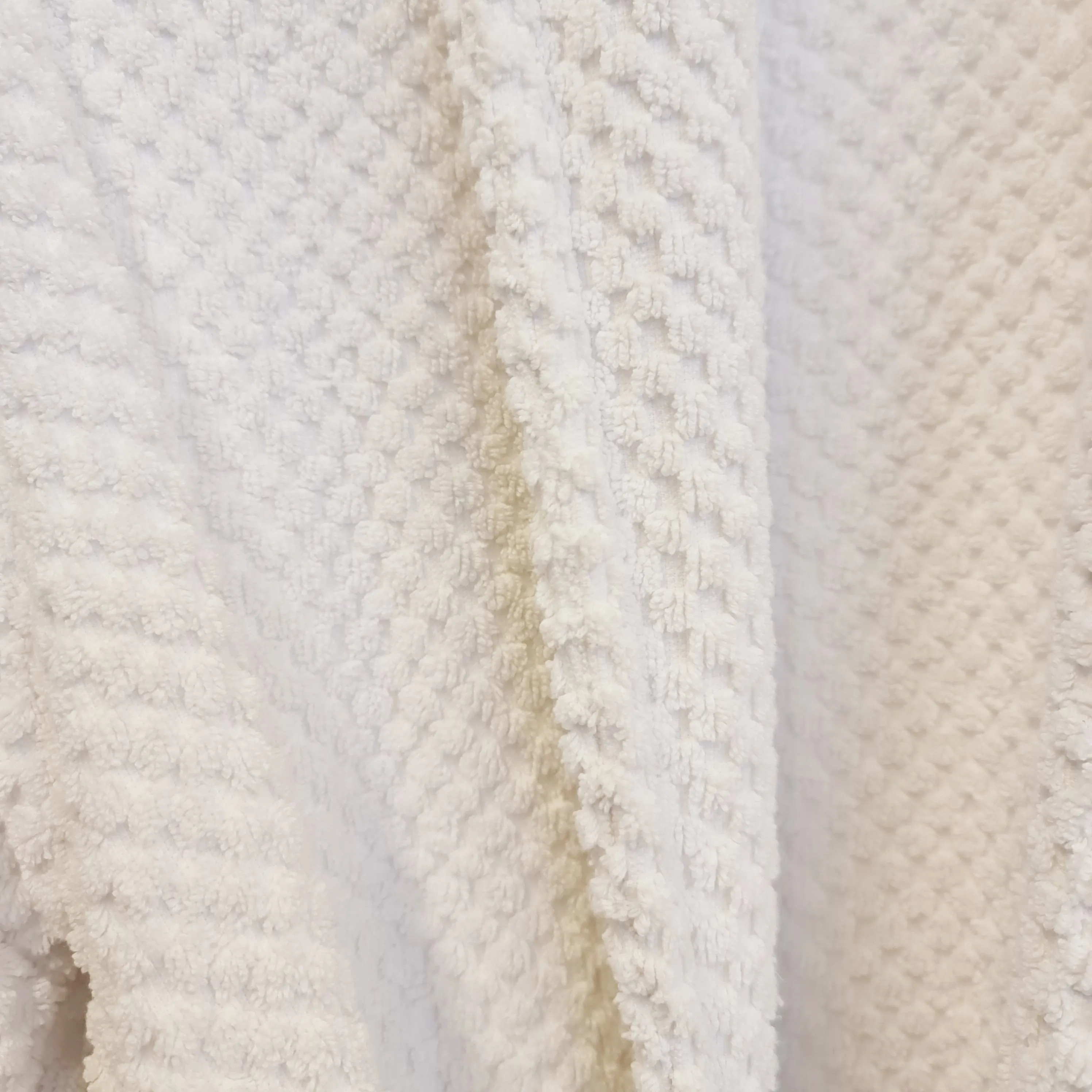 Turkish Terry Towel Bathrobe White Dotted Pompom Design