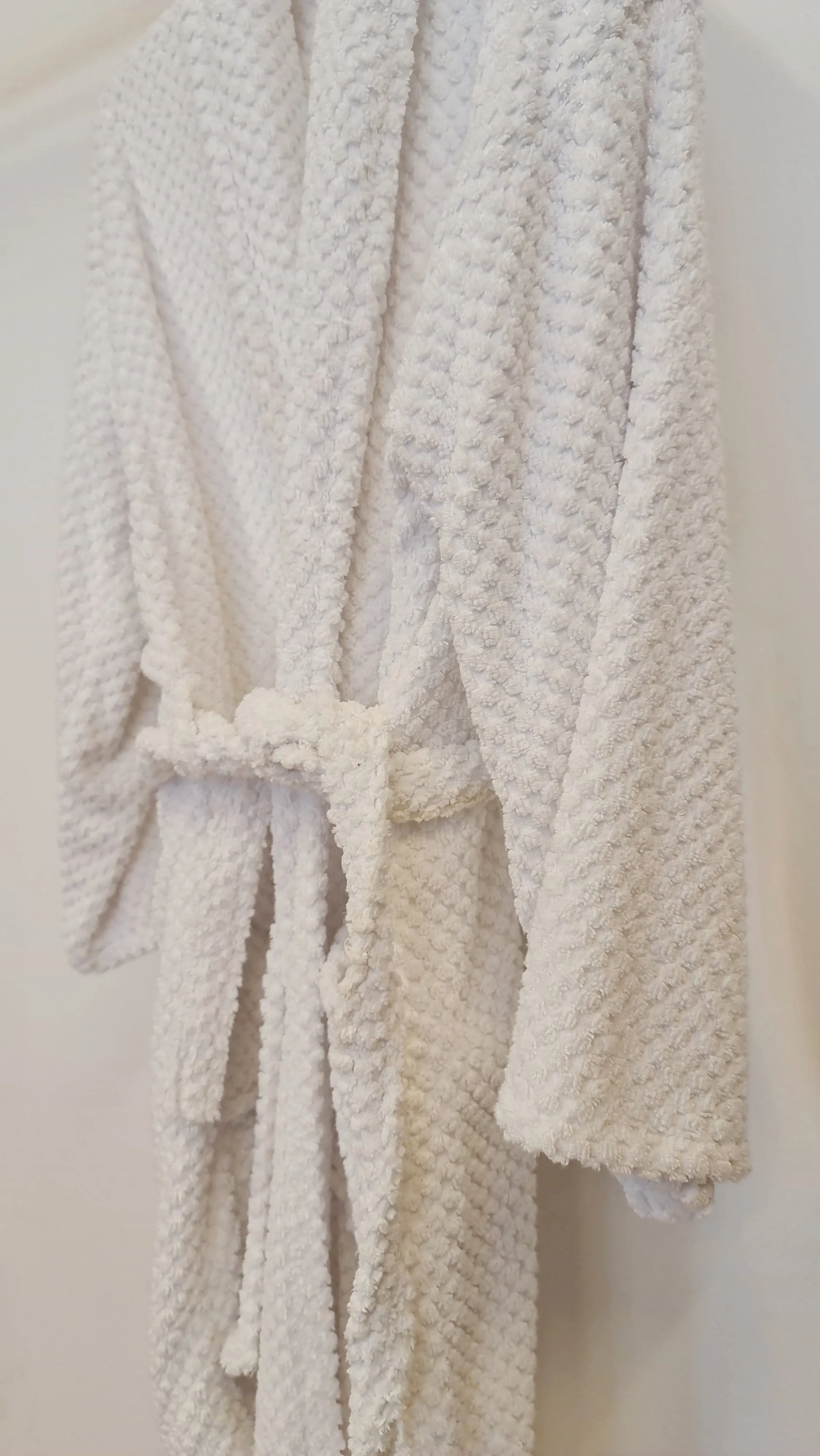 Turkish Terry Towel Bathrobe White Dotted Pompom Design